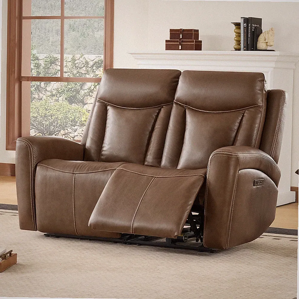 CHITA Genuine Leather Power Reclining Sofa, Super Zero Gravity Recliner Sofa