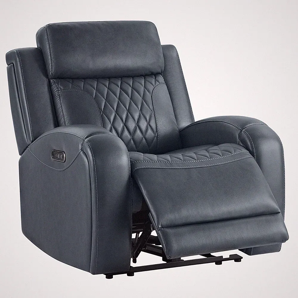 CHITA Genuine Leather Recliner Chair w/ Slide-Out Cupholders&USB/Type-C Ports